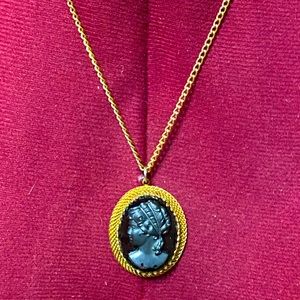 Vintage black cameo necklace